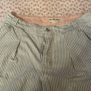 We the Free pleated denim striped wide leg jeans size 28 slouchy comfortable